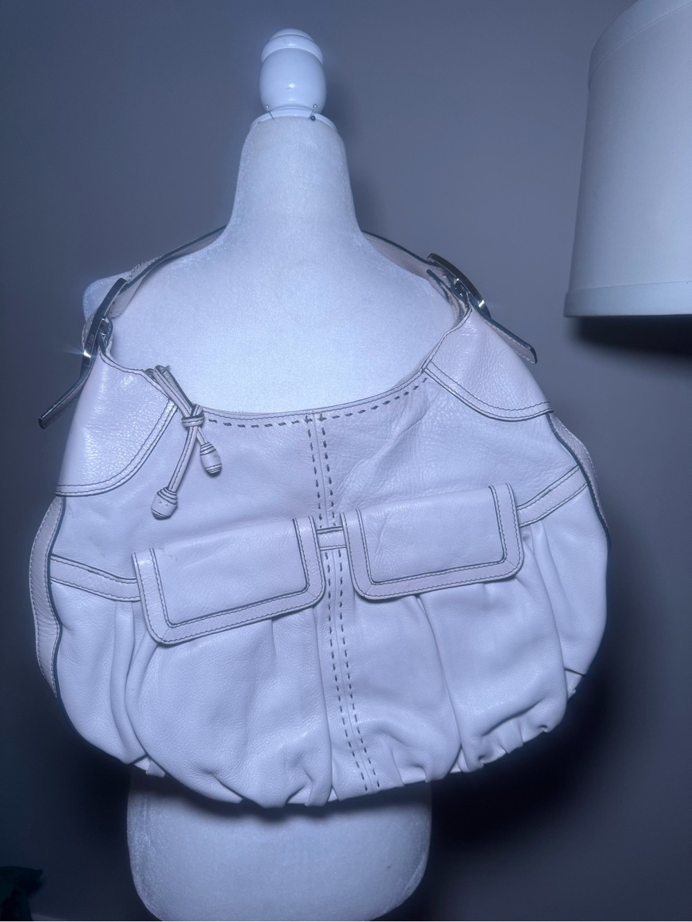 VTG y2K LEATHER COLE HAAN White Hobo Shoulder Bag
